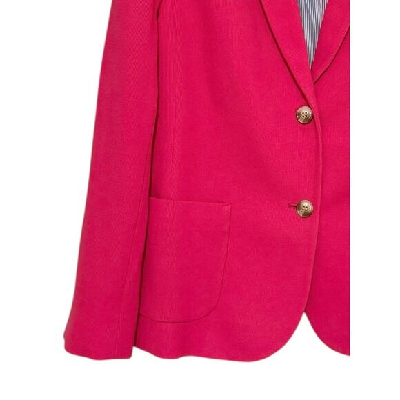 Talbots Womens 16 Pink Cotton Knit Blazer Jacket Stretch Structured Knit Career - Picture 4 of 6